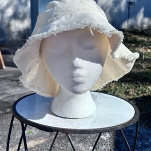 Frayed Edge Cream Sun Hat
